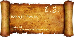 Babaji Ervin névjegykártya